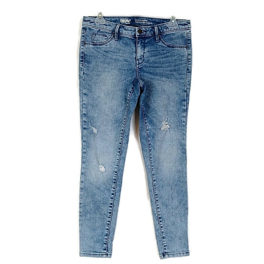 Mossimo Jegging Women 6 Light Blue Distressed Mid Rise Skinny Denim Pants Jeans